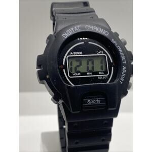 Black Vintage Mens Digital Sports Watch Works New Battery